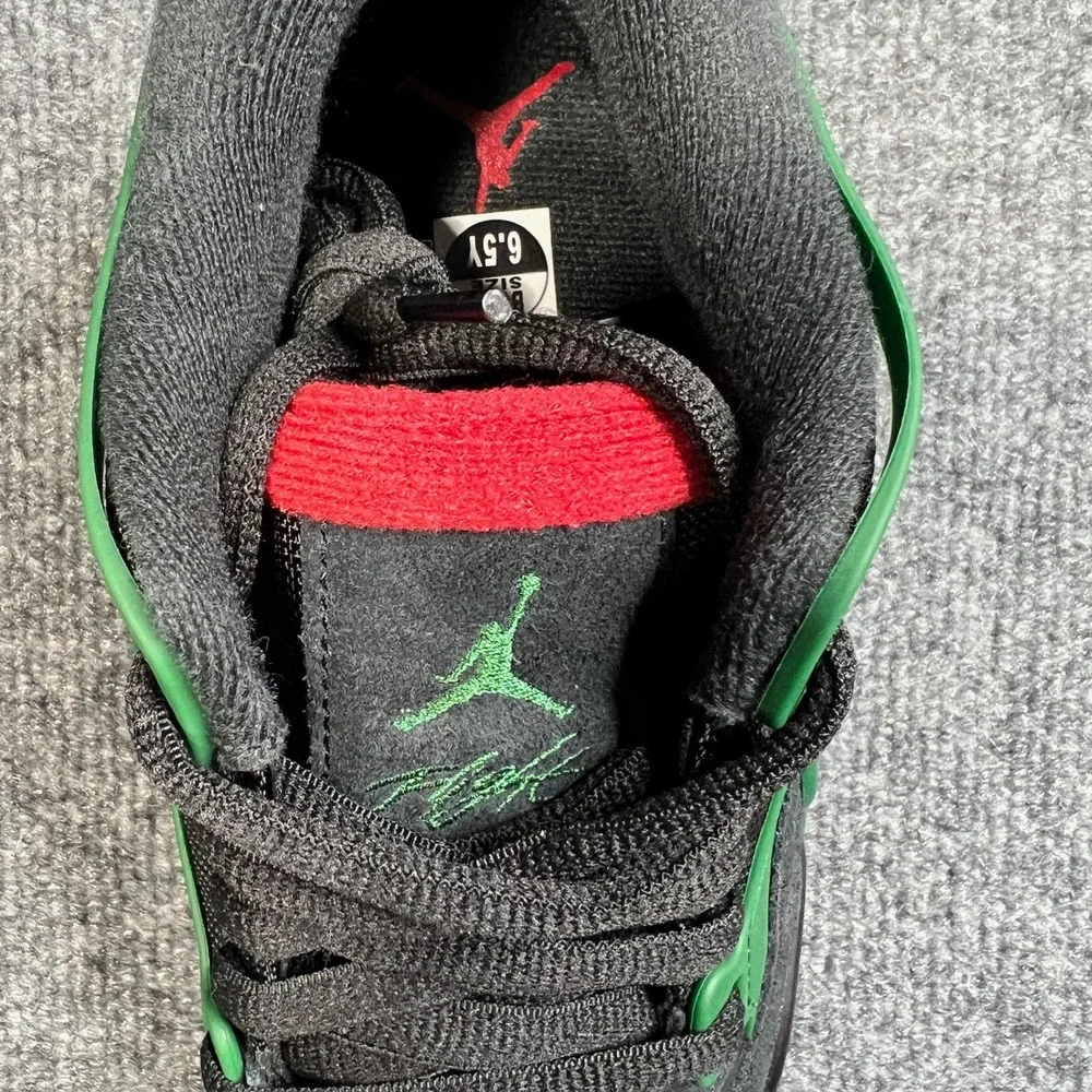 Jordan‎ 4 RM GS Boys 6.5Y Black Gorge Green Red Nike Basketball Shoes FQ7938-003